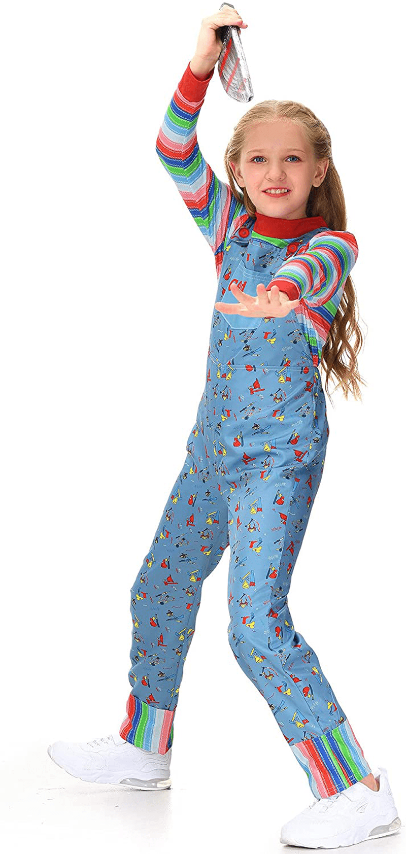 Besserbay Kids Boys Halloween Costume Blue Cartoon Jumpsuit Overalls and Striped Shirt 5-12 Years Apparel & Accessories > Costumes & Accessories > Costumes BesserBay   