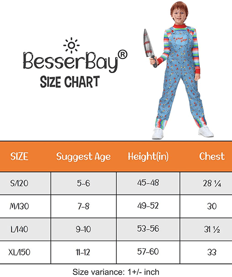 Besserbay Kids Boys Halloween Costume Blue Cartoon Jumpsuit Overalls and Striped Shirt 5-12 Years Apparel & Accessories > Costumes & Accessories > Costumes BesserBay   