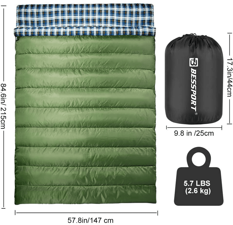 Bessport 2 Person Sleeping Bag，Water Repellent Sleeping Bags Lightweight 3 Season for Adults for Camping, Hiking, Outdoor & Indoor Sporting Goods > Outdoor Recreation > Camping & Hiking > Sleeping Bags Bessport   