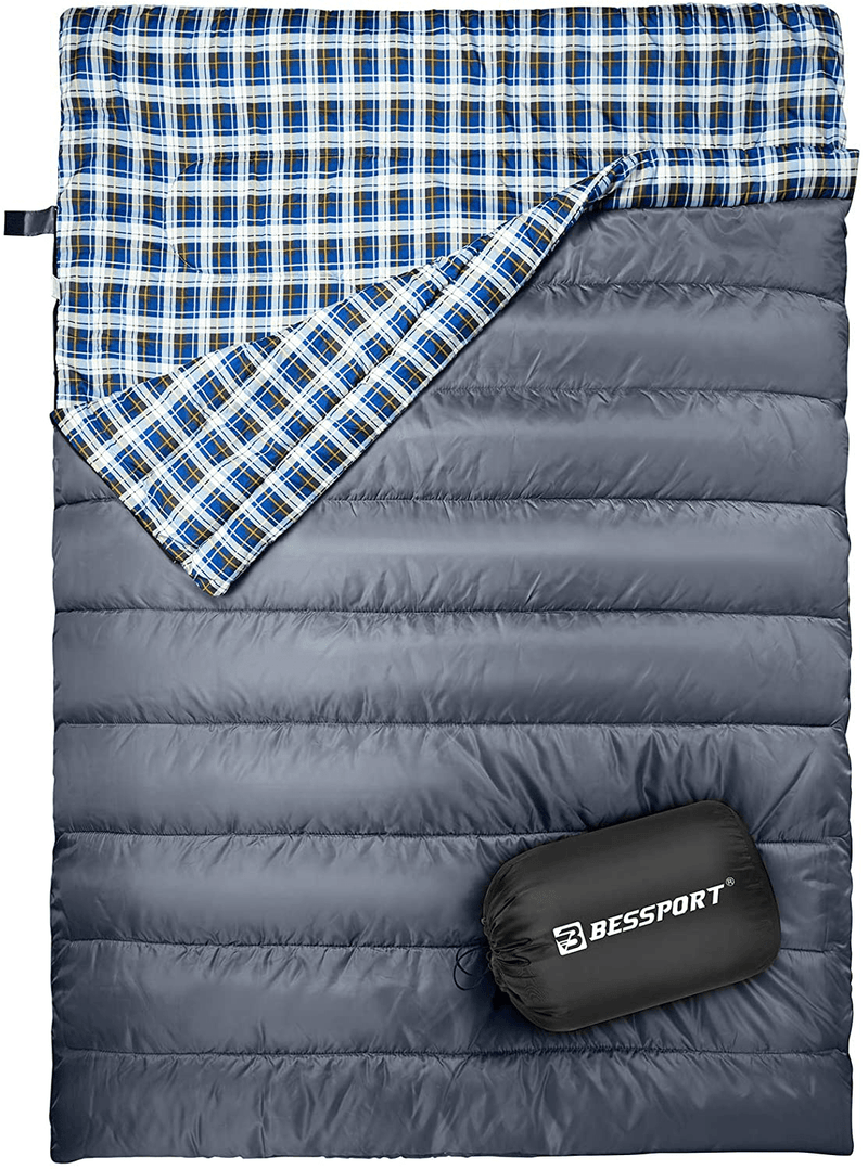Bessport 2 Person Sleeping Bag，Water Repellent Sleeping Bags Lightweight 3 Season for Adults for Camping, Hiking, Outdoor & Indoor Sporting Goods > Outdoor Recreation > Camping & Hiking > Sleeping Bags Bessport GREY  