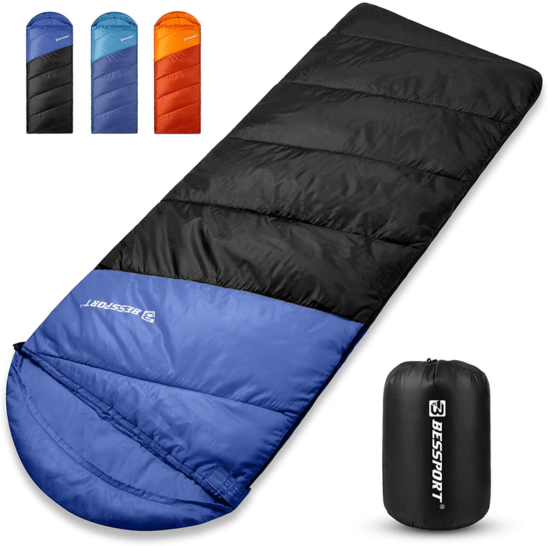Bessport Camping Sleeping Bag - 3 Season 40℉/5℃ Lightweight Sleeping Bag Water Repellent Backpacking Sleeping Bag for Camping Backpacking Hiking  Bessport M-size-BLUE  