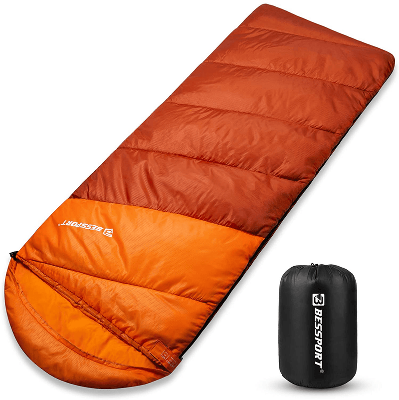 Bessport Camping Sleeping Bag - 3 Season 40℉/5℃ Lightweight Sleeping Bag Water Repellent Backpacking Sleeping Bag for Camping Backpacking Hiking  Bessport L-size-ORANGE  