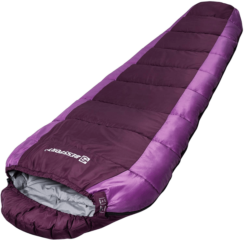 Bessport Mummy Sleeping Bag | 15-45 ℉ Extreme 3-4 Season Sleeping Bag for Adults Cold Weather– Warm and Washable, for Hiking Traveling & Outdoor Activities Sporting Goods > Outdoor Recreation > Camping & Hiking > Sleeping Bags Bessport 45℉-violet  