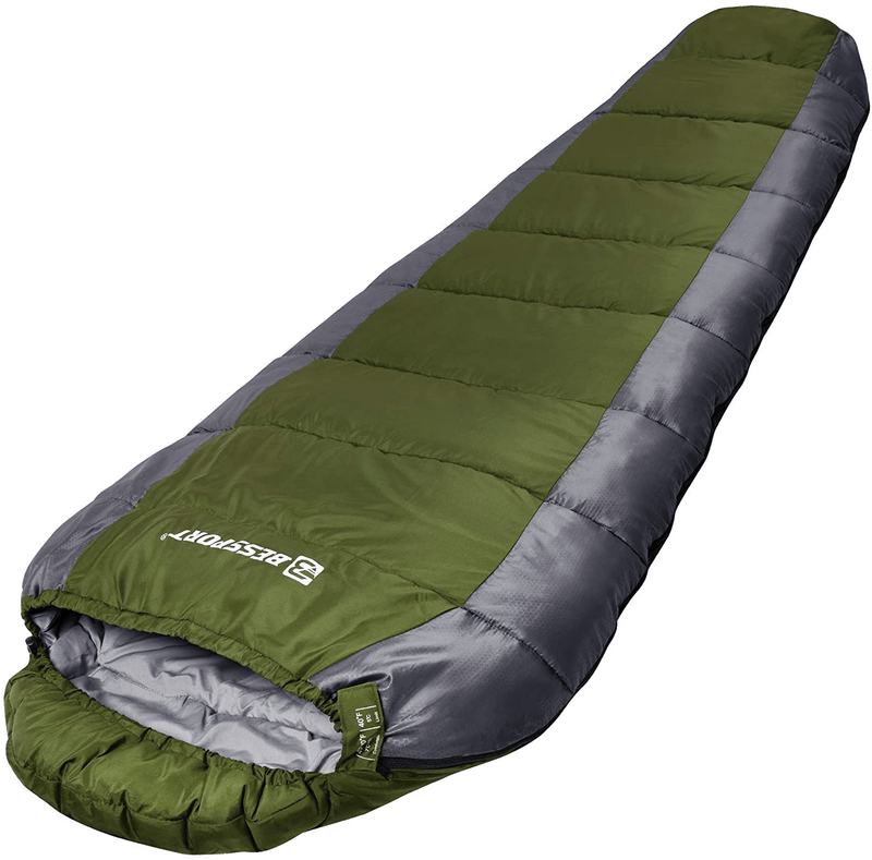 Bessport Mummy Sleeping Bag | 15-45 ℉ Extreme 3-4 Season Sleeping Bag for Adults Cold Weather– Warm and Washable, for Hiking Traveling & Outdoor Activities Sporting Goods > Outdoor Recreation > Camping & Hiking > Sleeping Bags Bessport 45℉-jasper  