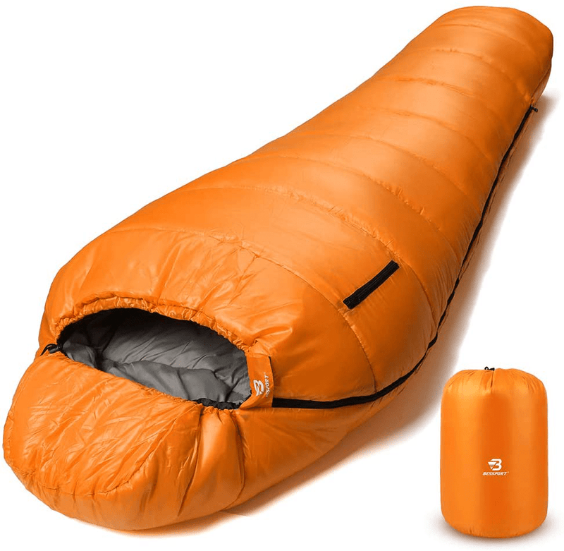 Bessport Mummy Sleeping Bag | 15-45 ℉ Extreme 3-4 Season Sleeping Bag for Adults Cold Weather– Warm and Washable, for Hiking Traveling & Outdoor Activities Sporting Goods > Outdoor Recreation > Camping & Hiking > Sleeping Bags Bessport 32℉-orange  