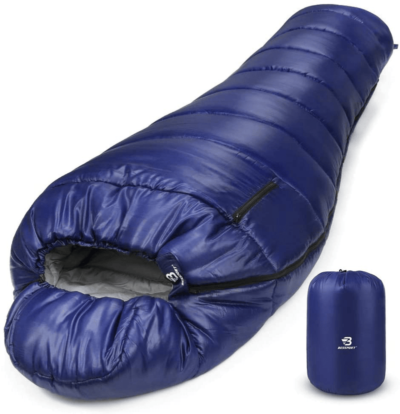 Bessport Mummy Sleeping Bag | 15-45 ℉ Extreme 3-4 Season Sleeping Bag for Adults Cold Weather– Warm and Washable, for Hiking Traveling & Outdoor Activities Sporting Goods > Outdoor Recreation > Camping & Hiking > Sleeping Bags Bessport 32℉-blue  