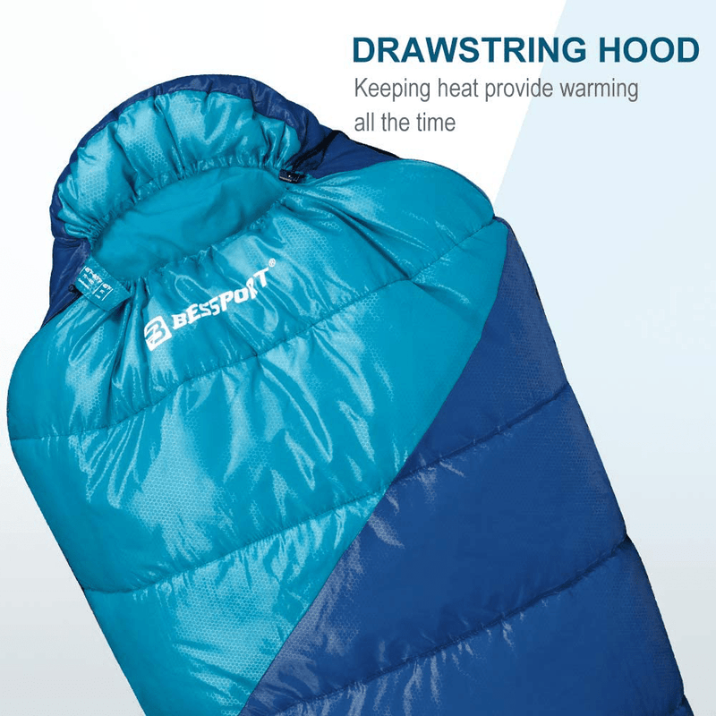 Bessport Mummy Sleeping Bag | 45-60 ℉ Extreme 3-4 Season Sleeping Bag for Adults Cold Weather – Warm and Washable, for Hiking Traveling & Outdoor Activities