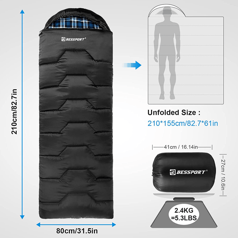 Bessport Sleeping Bag Winter | Flannel Lined 18℉ - 32℉ Extreme 3-4 Season Warm & Cool Weather Adult Sleeping Bags Large | Lightweight, Waterproof for Camping, Backpacking, Hiking Sporting Goods > Outdoor Recreation > Camping & Hiking > Sleeping Bags Bessport   