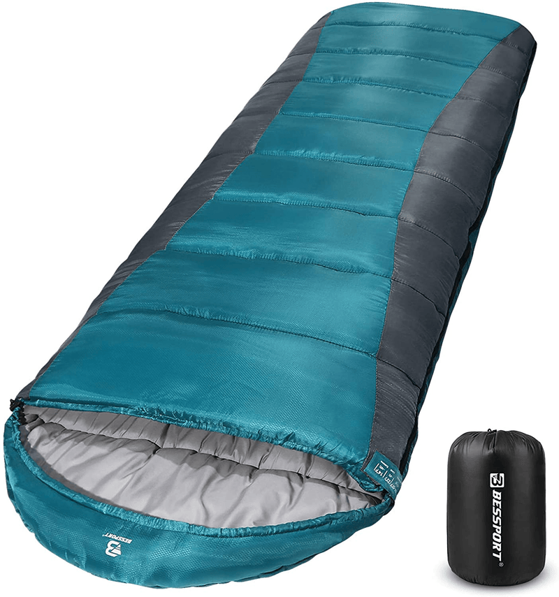 Bessport Sleeping Bag Winter | Flannel Lined 18℉ - 32℉ Extreme 3-4 Season Warm & Cool Weather Adult Sleeping Bags Large | Lightweight, Waterproof for Camping, Backpacking, Hiking Sporting Goods > Outdoor Recreation > Camping & Hiking > Sleeping Bags Bessport Polyester Taffeta Lined -Grey(32℉）  