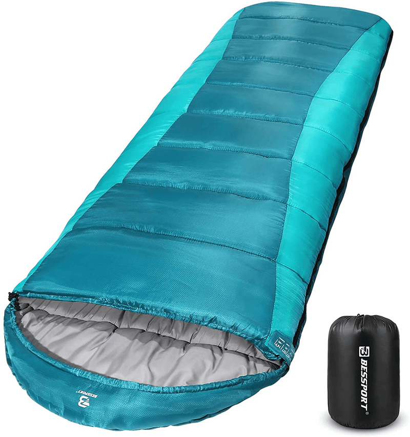 Bessport Sleeping Bag Winter | Flannel Lined 18℉ - 32℉ Extreme 3-4 Season Warm & Cool Weather Adult Sleeping Bags Large | Lightweight, Waterproof for Camping, Backpacking, Hiking Sporting Goods > Outdoor Recreation > Camping & Hiking > Sleeping Bags Bessport Polyester Taffeta Lined -Green(32℉）  