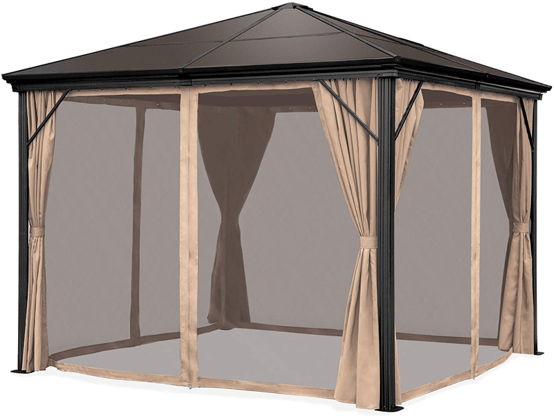 Best Choice Products 10x10ft Hardtop Gazebo, Outdoor Aluminum Canopy for Backyard, Patio, Garden w/Side Curtains, Mosquito Netting, Zippered Door Home & Garden > Lawn & Garden > Outdoor Living > Outdoor Structures > Canopies & Gazebos Best Choice Products Default Title  