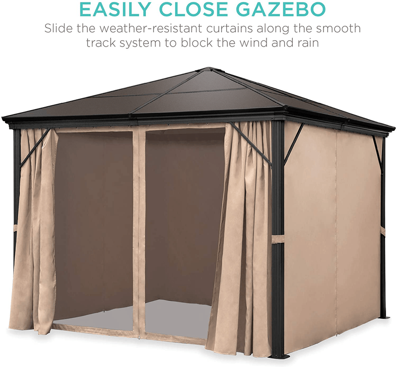 Best Choice Products 10x10ft Hardtop Gazebo, Outdoor Aluminum Canopy for Backyard, Patio, Garden w/Side Curtains, Mosquito Netting, Zippered Door Home & Garden > Lawn & Garden > Outdoor Living > Outdoor Structures > Canopies & Gazebos Best Choice Products   