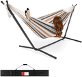 Best Choice Products 2-Person Indoor Outdoor Brazilian-Style Cotton Double Hammock Bed w/Carrying Bag, Steel Stand, Ocean Home & Garden > Lawn & Garden > Outdoor Living > Hammocks Best Choice Products Desert Stripes  