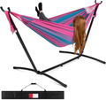 Best Choice Products 2-Person Indoor Outdoor Brazilian-Style Cotton Double Hammock Bed w/Carrying Bag, Steel Stand, Ocean Home & Garden > Lawn & Garden > Outdoor Living > Hammocks Best Choice Products Aster  