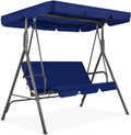 Best Choice Products 2-Person Outdoor Large Convertible Canopy Hanging Swing Glider Lounge Chair w/Adjustable Shade, Removable Cushions - Gray Home & Garden > Lawn & Garden > Outdoor Living > Porch Swings Best Choice Products Gray/Navy Blue  