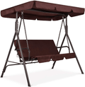 Best Choice Products 2-Person Outdoor Large Convertible Canopy Hanging Swing Glider Lounge Chair w/Adjustable Shade, Removable Cushions - Gray Home & Garden > Lawn & Garden > Outdoor Living > Porch Swings Best Choice Products Brown  