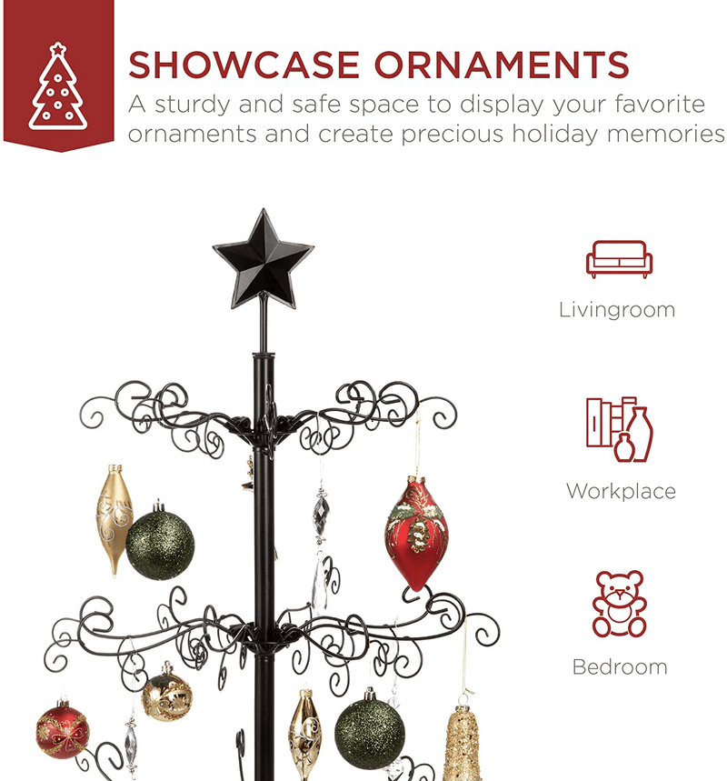 Best Choice Products 3ft Wrought Iron Ornament Display Christmas Tree w/Easy Assembly and Stand - Black Home & Garden > Decor > Seasonal & Holiday Decorations > Christmas Tree Stands Best Choice Products   