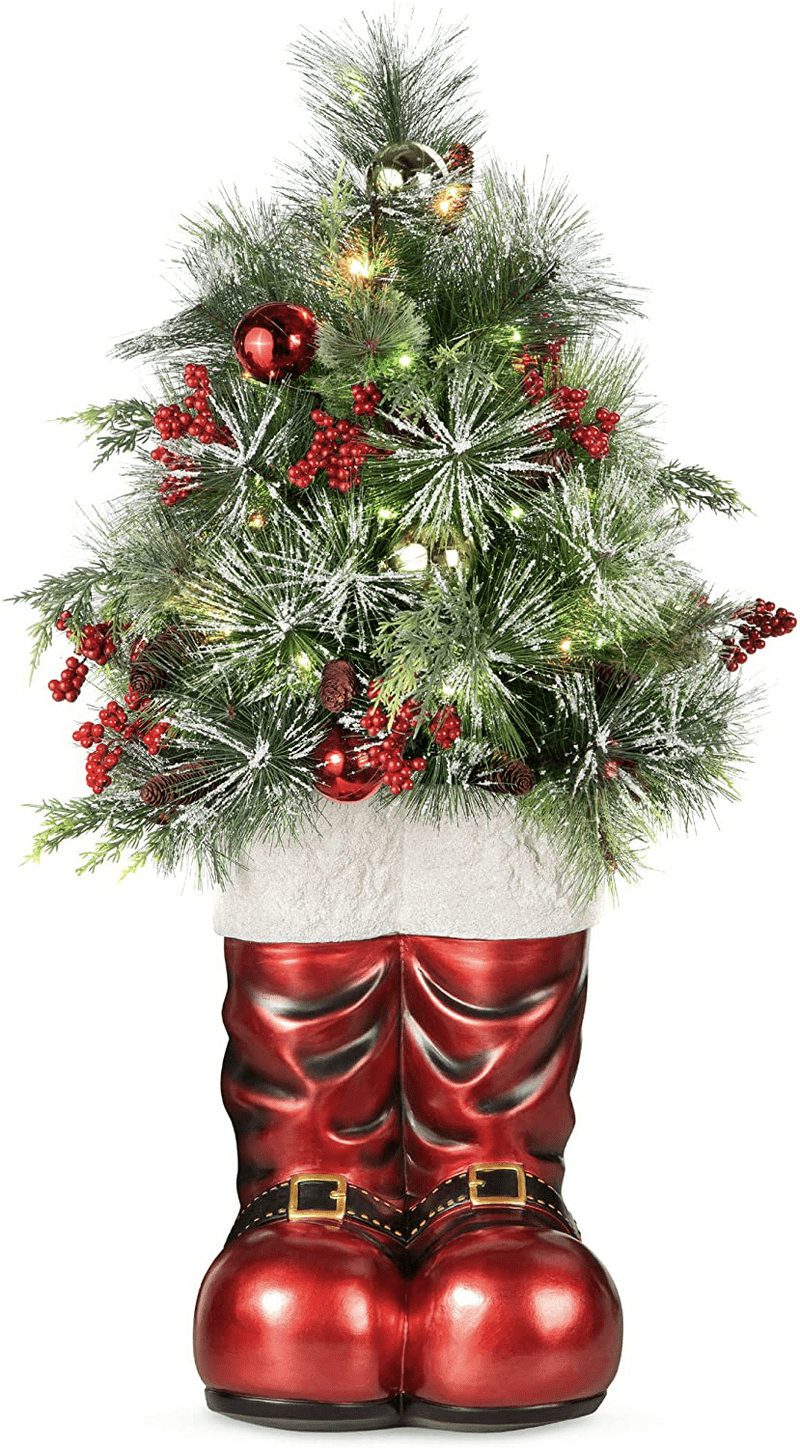 Best Choice Products 40in Santa Boots with Pre-Decorated Christmas Tree Greenery, Decoration for Home & Office, Hand-Painted Frosted Tips, Battery-Operated Lights Home & Garden > Decor > Seasonal & Holiday Decorations& Garden > Decor > Seasonal & Holiday Decorations Best Choice Products   