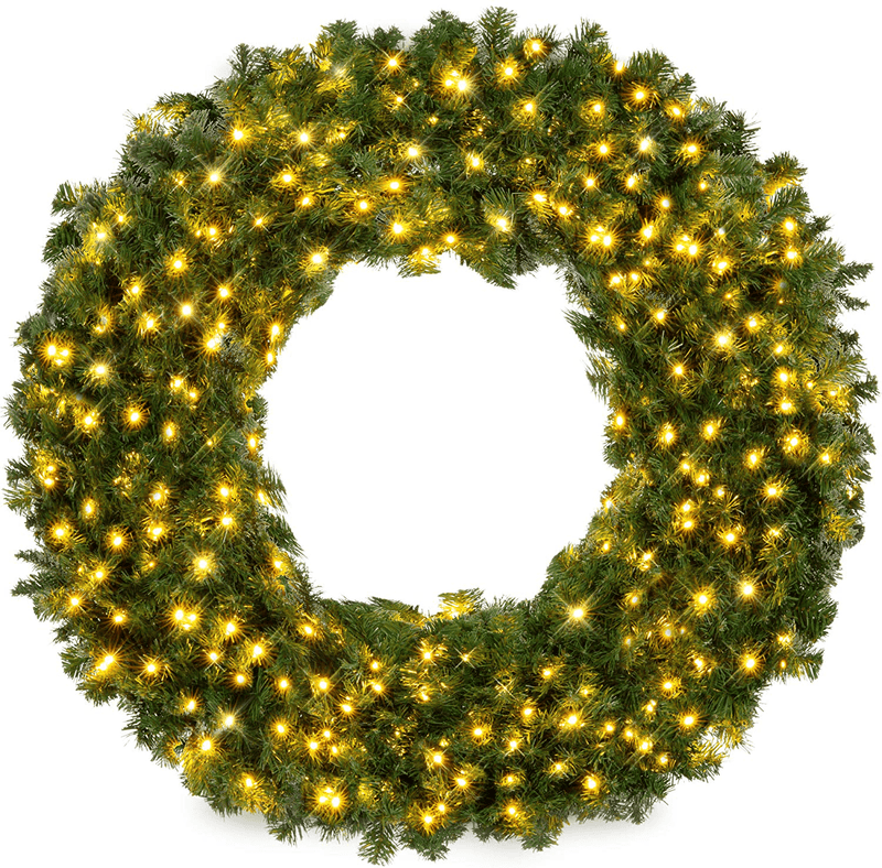 Best Choice Products 60in Large Artificial Pre-Lit Fir Christmas Wreath Holiday Accent Decoration for Door, Mantel w/ 300 LED Lights, 930 PVC Tips, Power Plug-in Home & Garden > Decor > Seasonal & Holiday Decorations& Garden > Decor > Seasonal & Holiday Decorations Best Choice Products 60in  