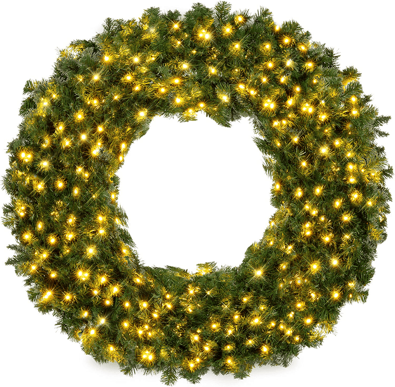 Best Choice Products 60in Large Artificial Pre-Lit Fir Christmas Wreath Holiday Accent Decoration for Door, Mantel w/ 300 LED Lights, 930 PVC Tips, Power Plug-in Home & Garden > Decor > Seasonal & Holiday Decorations& Garden > Decor > Seasonal & Holiday Decorations Best Choice Products 48in  