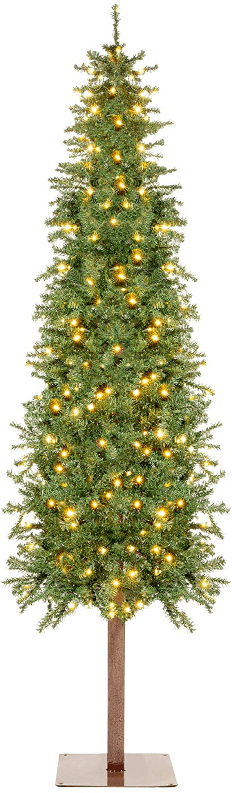 Best Choice Products 6ft Pre-Lit Hinged Artificial Alpine Slim Pencil Christmas Tree Holiday Decoration w/ 250 LED Lights, 700 Tips, Metal Stand Home & Garden > Decor > Seasonal & Holiday Decorations > Christmas Tree Stands Best Choice Products 7.5ft  