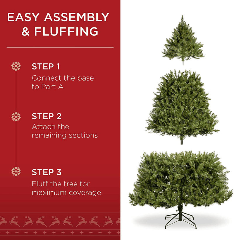 Best Choice Products 7.5ft Pre-Lit Hinged Douglas Full Fir Artificial Christmas Tree Holiday Decoration w/ 2,254 Branch Tips, 700 Warm White Lights, Easy Assembly, Foldable Metal Stand Home & Garden > Decor > Seasonal & Holiday Decorations > Christmas Tree Stands Best Choice Products   