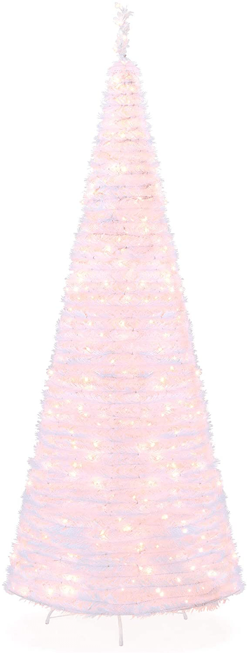 Best Choice Products 7.5ft Pre-Lit Pull-Up Pop-Up Artificial Christmas Tree Holiday Decoration w/ 450 Warm White Lights, Metal Stand, Minimal Assembly, White Home & Garden > Decor > Seasonal & Holiday Decorations > Christmas Tree Stands Best Choice Products Default Title  