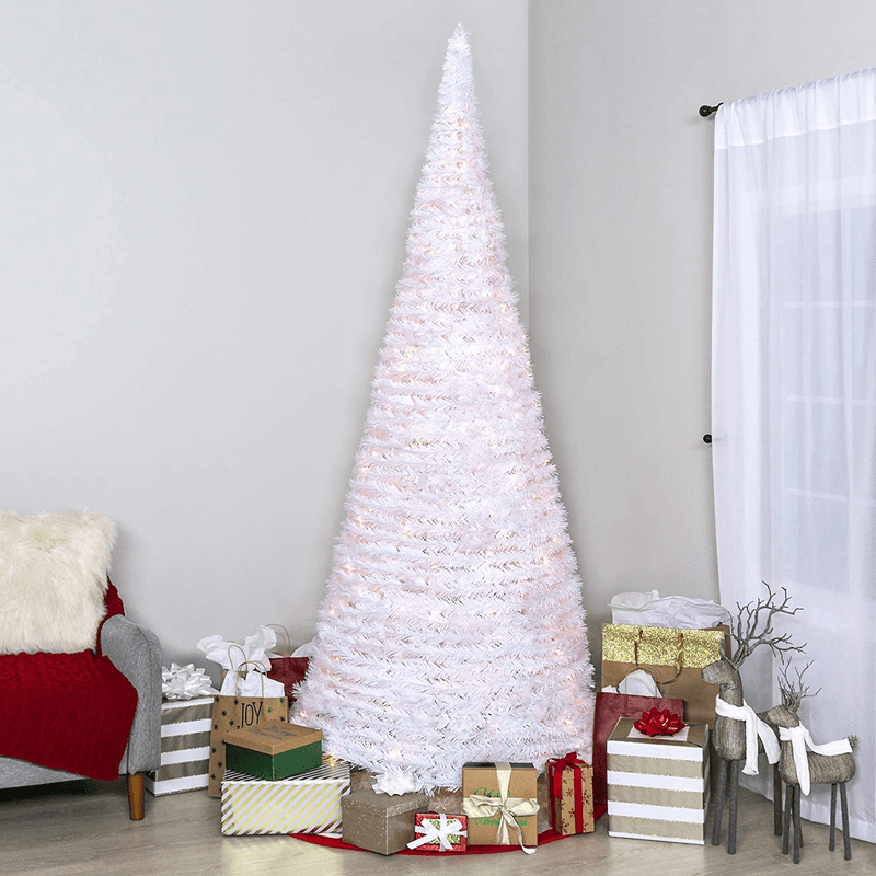 Best Choice Products 7.5ft Pre-Lit Pull-Up Pop-Up Artificial Christmas Tree Holiday Decoration w/ 450 Warm White Lights, Metal Stand, Minimal Assembly, White Home & Garden > Decor > Seasonal & Holiday Decorations > Christmas Tree Stands Best Choice Products   