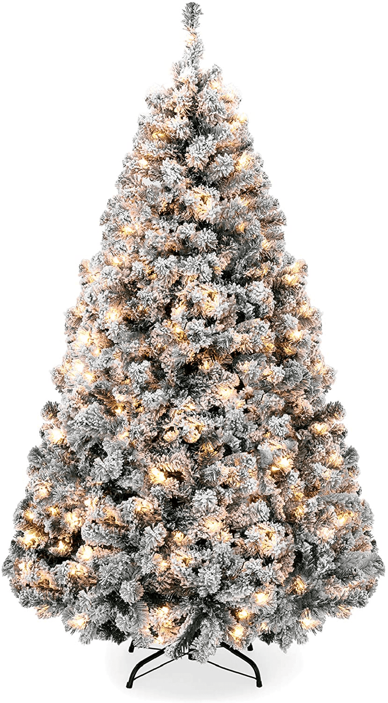 Best Choice Products 7.5ft Pre-Lit Snow Flocked Artificial Holiday Christmas Pine Tree for Home, Office, Party Decoration w/ 550 Warm White Lights, Metal Hinges & Base Home & Garden > Decor > Seasonal & Holiday Decorations > Christmas Tree Stands Best Choice Products 7.5 ft  