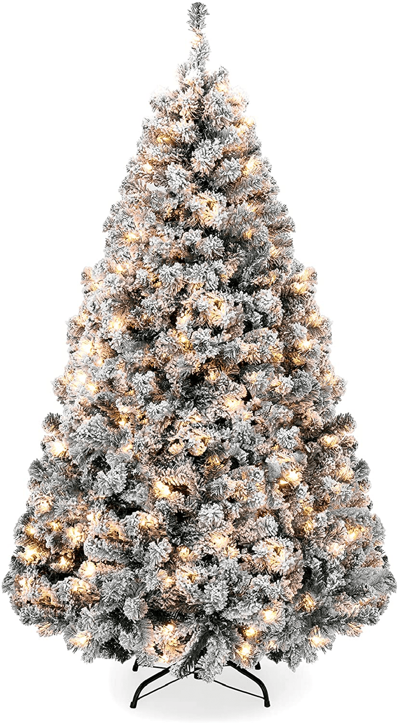 Best Choice Products 7.5ft Pre-Lit Snow Flocked Artificial Holiday Christmas Pine Tree for Home, Office, Party Decoration w/ 550 Warm White Lights, Metal Hinges & Base Home & Garden > Decor > Seasonal & Holiday Decorations > Christmas Tree Stands Best Choice Products 9 ft  