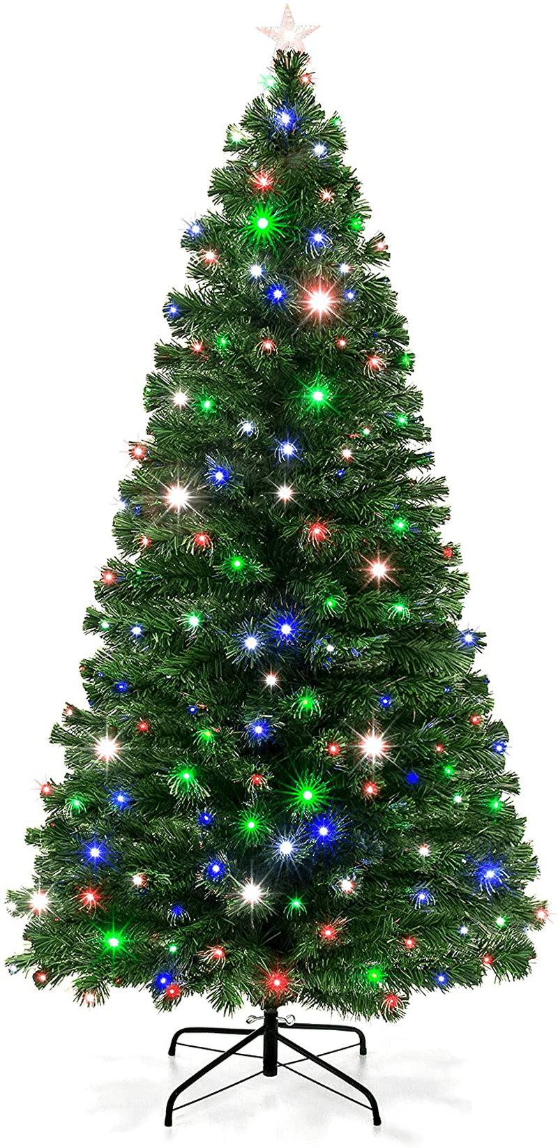 Best Choice Products 7-Foot Pre-Lit Fiber Optic Artificial Christmas Pine Tree with 280 UL-Certified 4-Color LED Lights, 8 Sequences, Foldable Stand, Green Home & Garden > Decor > Seasonal & Holiday Decorations > Christmas Tree Stands Best Choice Products   