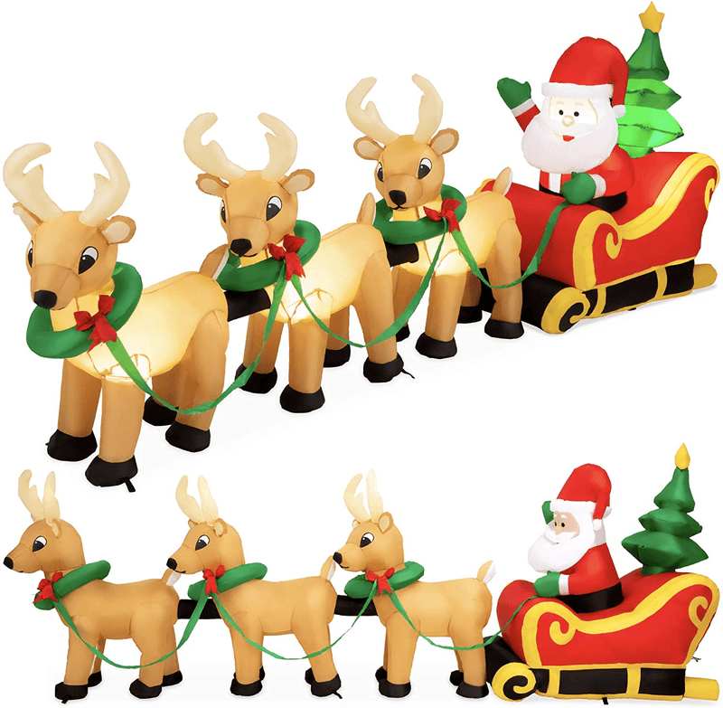 Best Choice Products 9ft Lighted Inflatable Christmas Decoration Santa Claus Sleigh & Reindeer Indoor Outdoor for Yard, Garden, Driveway, Large Room w/Heavy-Duty Stakes, Electric Fan Blower Home & Garden > Decor > Seasonal & Holiday Decorations& Garden > Decor > Seasonal & Holiday Decorations Best Choice Products   