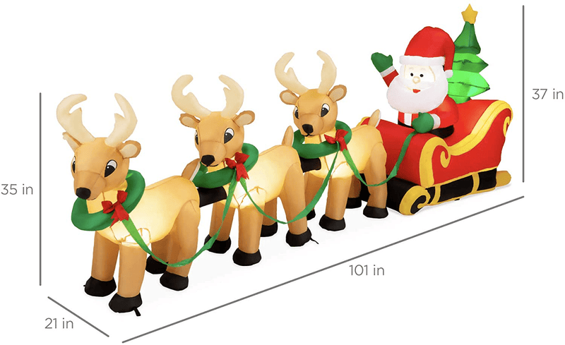 Best Choice Products 9ft Lighted Inflatable Christmas Decoration Santa Claus Sleigh & Reindeer Indoor Outdoor for Yard, Garden, Driveway, Large Room w/Heavy-Duty Stakes, Electric Fan Blower Home & Garden > Decor > Seasonal & Holiday Decorations& Garden > Decor > Seasonal & Holiday Decorations Best Choice Products   