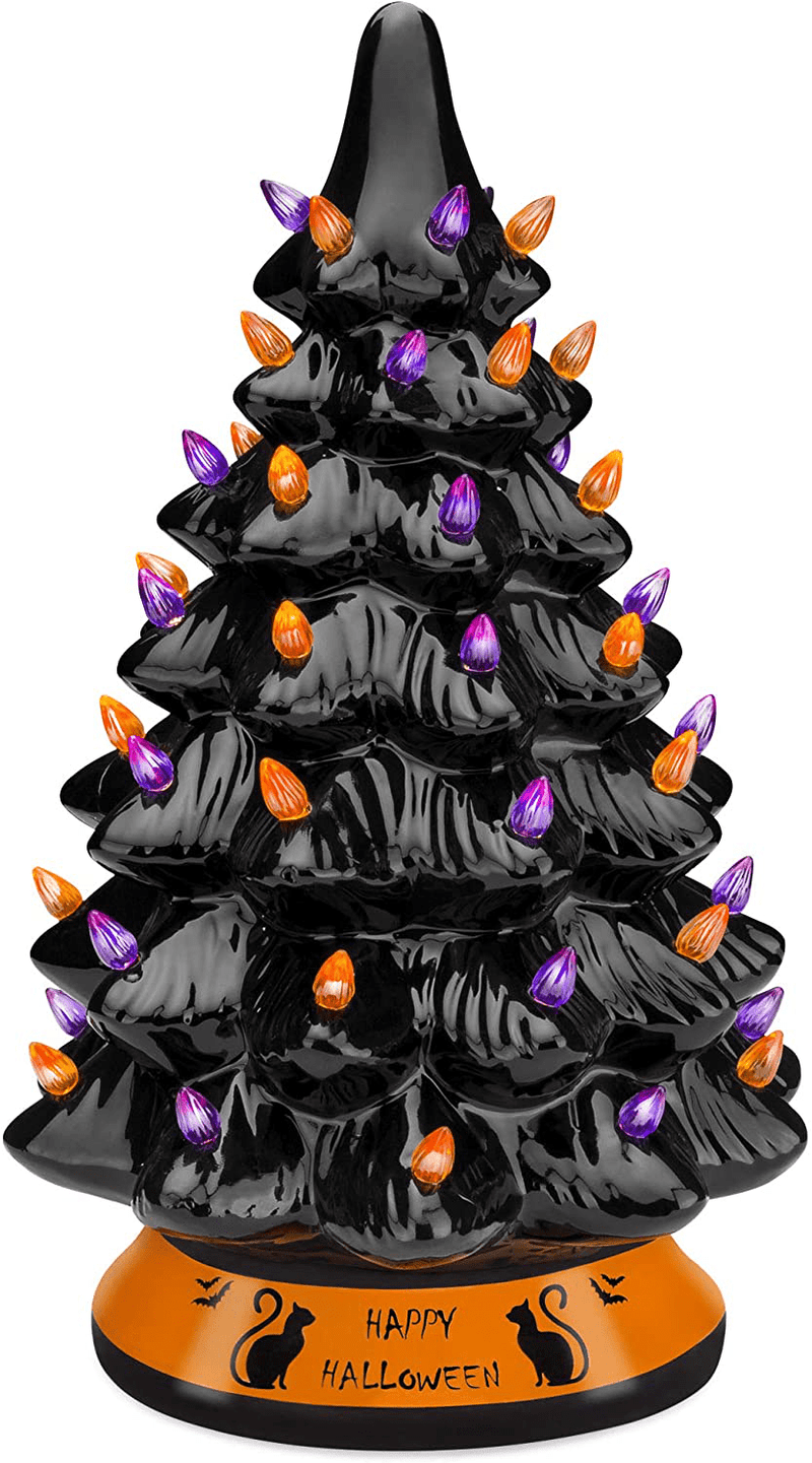 Best Choice Products Pre-Lit 15in Ceramic Tabletop Halloween Tree Holiday Decoration w/Orange & Purple Bulb Lights Arts & Entertainment > Party & Celebration > Party Supplies Best Choice Products Default Title  