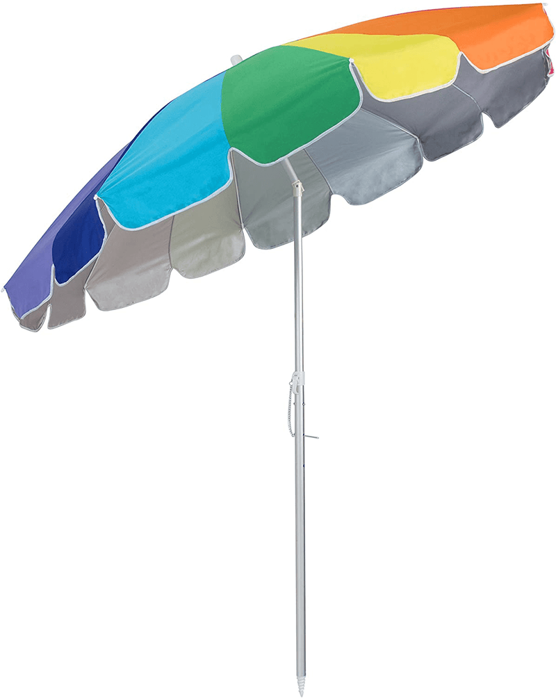 Best Choice Products Rum-F Case and Anchor-Multicolor 8ft Oversized Tilt Rainbow Beach Umbrella w/Carry Home & Garden > Lawn & Garden > Outdoor Living > Outdoor Umbrella & Sunshade Accessories Best Choice Products Default Title  