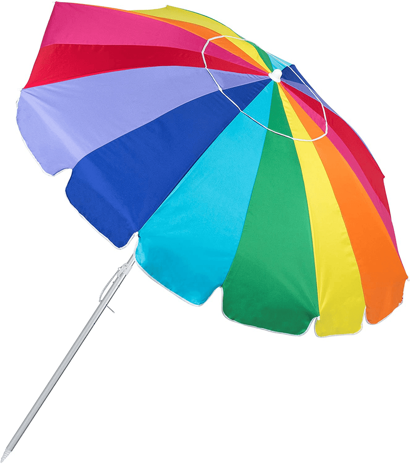 Best Choice Products Rum-F Case and Anchor-Multicolor 8ft Oversized Tilt Rainbow Beach Umbrella w/Carry Home & Garden > Lawn & Garden > Outdoor Living > Outdoor Umbrella & Sunshade Accessories Best Choice Products   