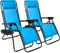 Best Choice Products Set of 2 Adjustable Steel Mesh Zero Gravity Lounge Chair Recliners W/Pillows and Cup Holder Trays, Beige Sporting Goods > Outdoor Recreation > Camping & Hiking > Camp Furniture Best Choice Products Light Blue  