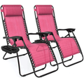 Best Choice Products Set of 2 Adjustable Steel Mesh Zero Gravity Lounge Chair Recliners W/Pillows and Cup Holder Trays, Black Sporting Goods > Outdoor Recreation > Camping & Hiking > Camp Furniture Best Choice Products Pink  