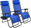 Best Choice Products Set of 2 Adjustable Steel Mesh Zero Gravity Lounge Chair Recliners W/Pillows and Cup Holder Trays, Blue Sporting Goods > Outdoor Recreation > Camping & Hiking > Camp Furniture Best Choice Products Cobalt Blue  