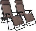 Best Choice Products Set of 2 Adjustable Steel Mesh Zero Gravity Lounge Chair Recliners W/Pillows and Cup Holder Trays, Blue Sporting Goods > Outdoor Recreation > Camping & Hiking > Camp Furniture Best Choice Products Brown  