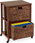 Best Choice Products Vertical Rolling File Cabinet, Multipurpose Portable Water Hyacinth Basket Organizer for Home Office, Workspace W/Rubberwood Frame, Metal Sliders, Locking Caster Wheels - Mocha Home & Garden > Household Supplies > Storage & Organization Best Choice Products Mocha  