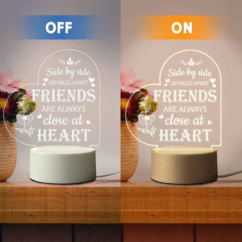 Best Friend Night Light Gifts - Long Distance Friendship Gifts for BFF, Bestfriend, Besties - Birthday Gift, Graduation Gifts, Going Away Gifts, Housewarming Gift, USB Powered Acrylic Night Light Home & Garden > Lighting > Night Lights & Ambient Lighting LDFYUS   