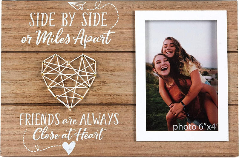 Best Friends Picture Frame Gift - Long Distance Friendship Gifts for BFF - Friend Birthday Gifts for Women, BFF, Bestfriend, Besties - Side by Side or Miles Apart - 6X4 Inches Cute Photo Home & Garden > Decor > Picture Frames Hendson   