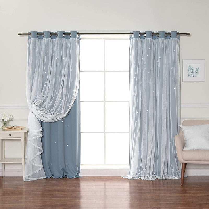 Best Home Fashion Tulle Overlay Star Cut Out Blackout Curtains (52" W X 84" L, Dusty Pink) Home & Garden > Decor > Window Treatments > Curtains & Drapes Best Home Fashion Mingreen 52"W x 84"L 