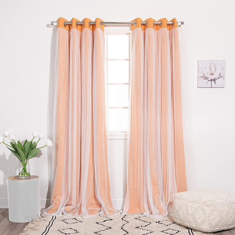 Best Home Fashion Tulle Overlay Star Cut Out Blackout Curtains (52" W X 84" L, Dusty Pink) Home & Garden > Decor > Window Treatments > Curtains & Drapes Best Home Fashion Overlay Orange 52"W x 63"L 