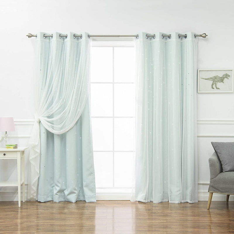Best Home Fashion Tulle Overlay Star Cut Out Blackout Curtains (52" W X 84" L, Dusty Pink) Home & Garden > Decor > Window Treatments > Curtains & Drapes Best Home Fashion Mint 52"W X 84"L - Each Panel 