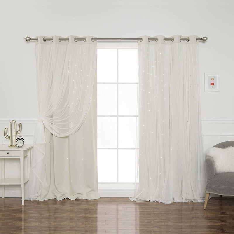 Best Home Fashion Tulle Overlay Star Cut Out Blackout Curtains (52" W X 84" L, Dusty Pink) Home & Garden > Decor > Window Treatments > Curtains & Drapes Best Home Fashion Biscuit 52"W x 84"L 