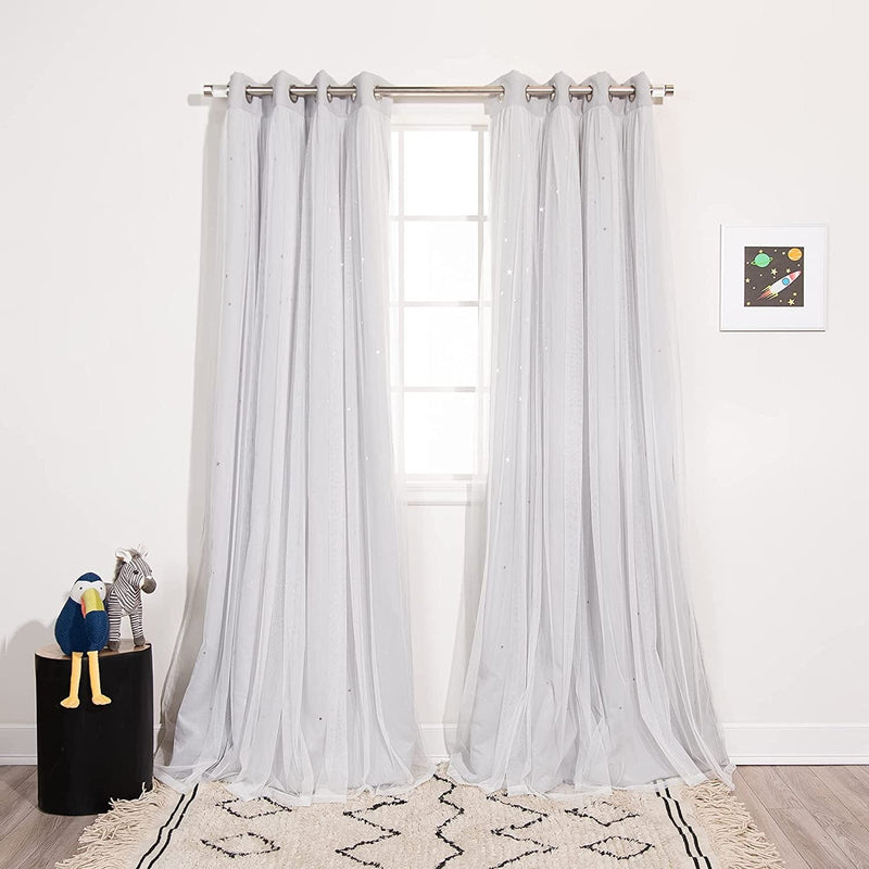 Best Home Fashion Tulle Overlay Star Cut Out Blackout Curtains (52" W X 84" L, Dusty Pink) Home & Garden > Decor > Window Treatments > Curtains & Drapes Best Home Fashion Lt.grey 52"W x 63"L 