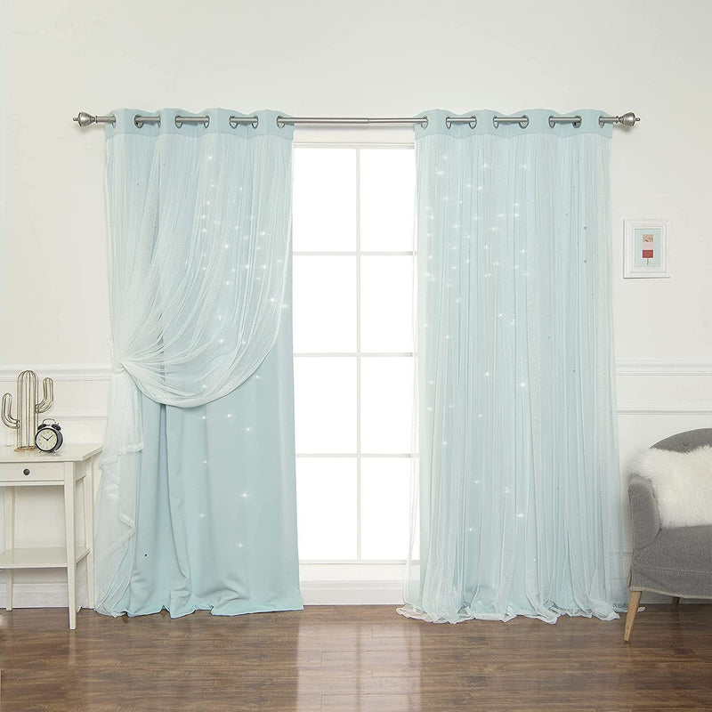 Best Home Fashion Tulle Overlay Star Cut Out Blackout Curtains (52" W X 84" L, Dusty Pink) Home & Garden > Decor > Window Treatments > Curtains & Drapes Best Home Fashion Mint 52"W x 84"L 