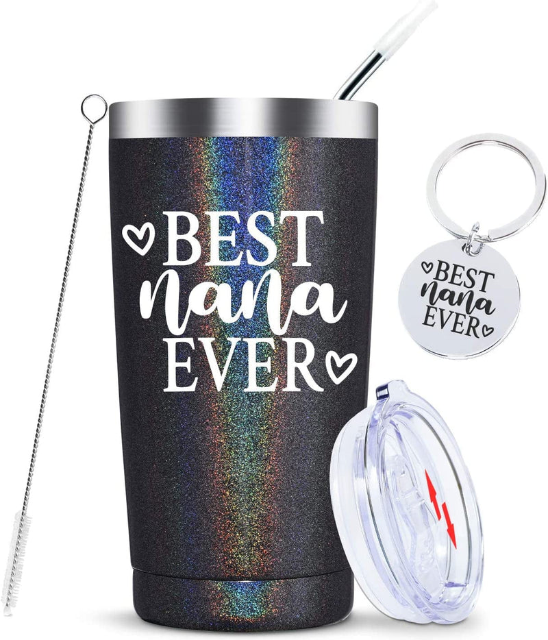 Best Nana Ever-Grandma Mug Gifts from Grandchildren Grandkids Mothers Day Birthday Christmas Gifts for New Nana,Grandma to Be,Grandmother Insulated Stainless Steel Cup with Lid 20 Ounce Rose Gold Home & Garden > Kitchen & Dining > Tableware > Drinkware KOOLDRINK Nana(Glitter charcoal)  